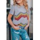 Gray Colorblock Striped Girls' T-shirt