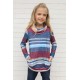 Blue Cowl Neck Girl's Striped Sweatshirt