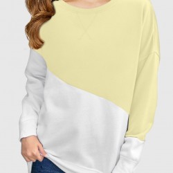 Apricot Color Block Long Sleeve Kid's Top